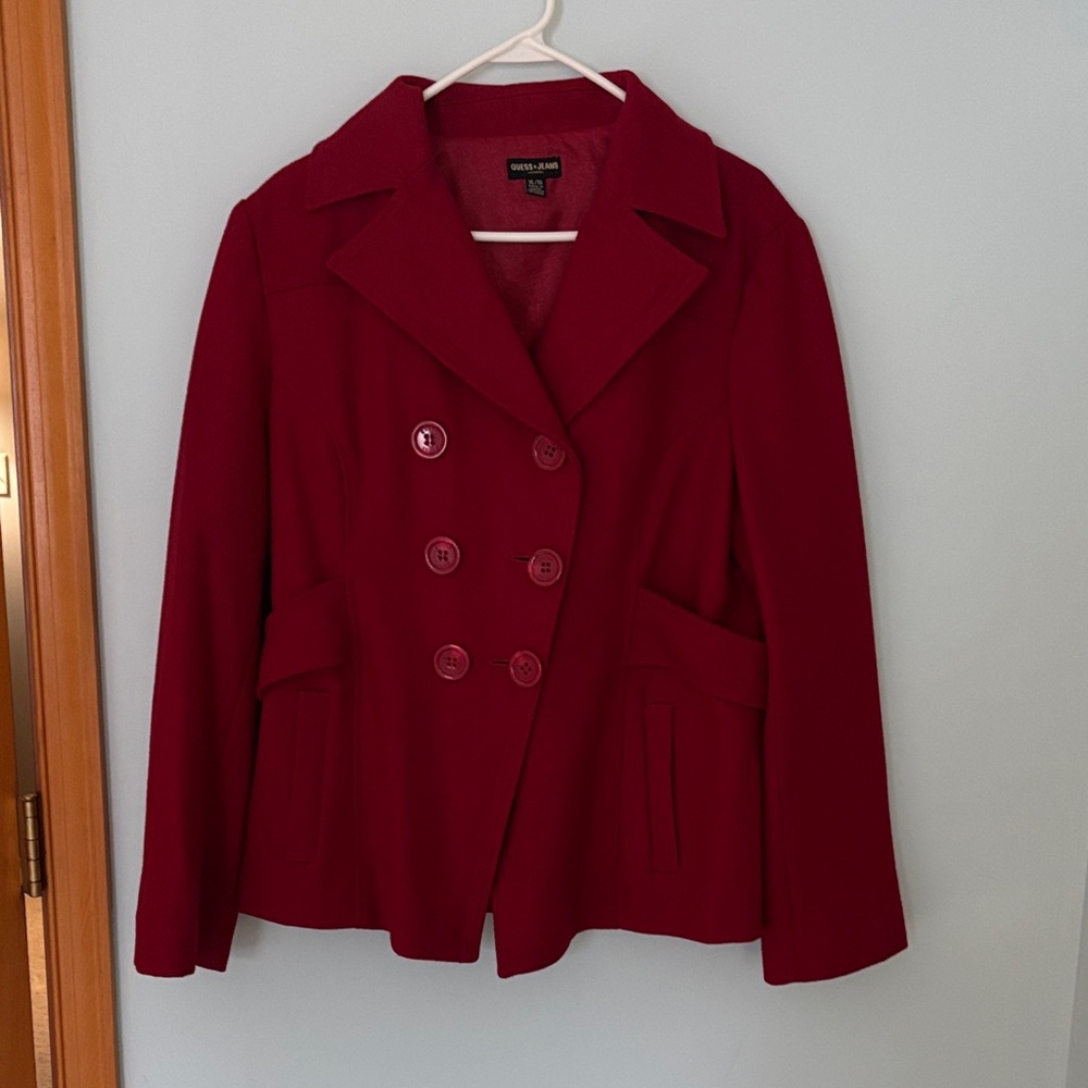 Dark red pea coat